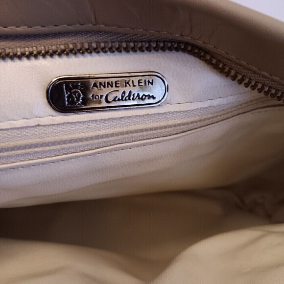 Vintage Anne Klein For Calderon Tan Genuine Leather Shoulder Purse - Picture 5 of 10
